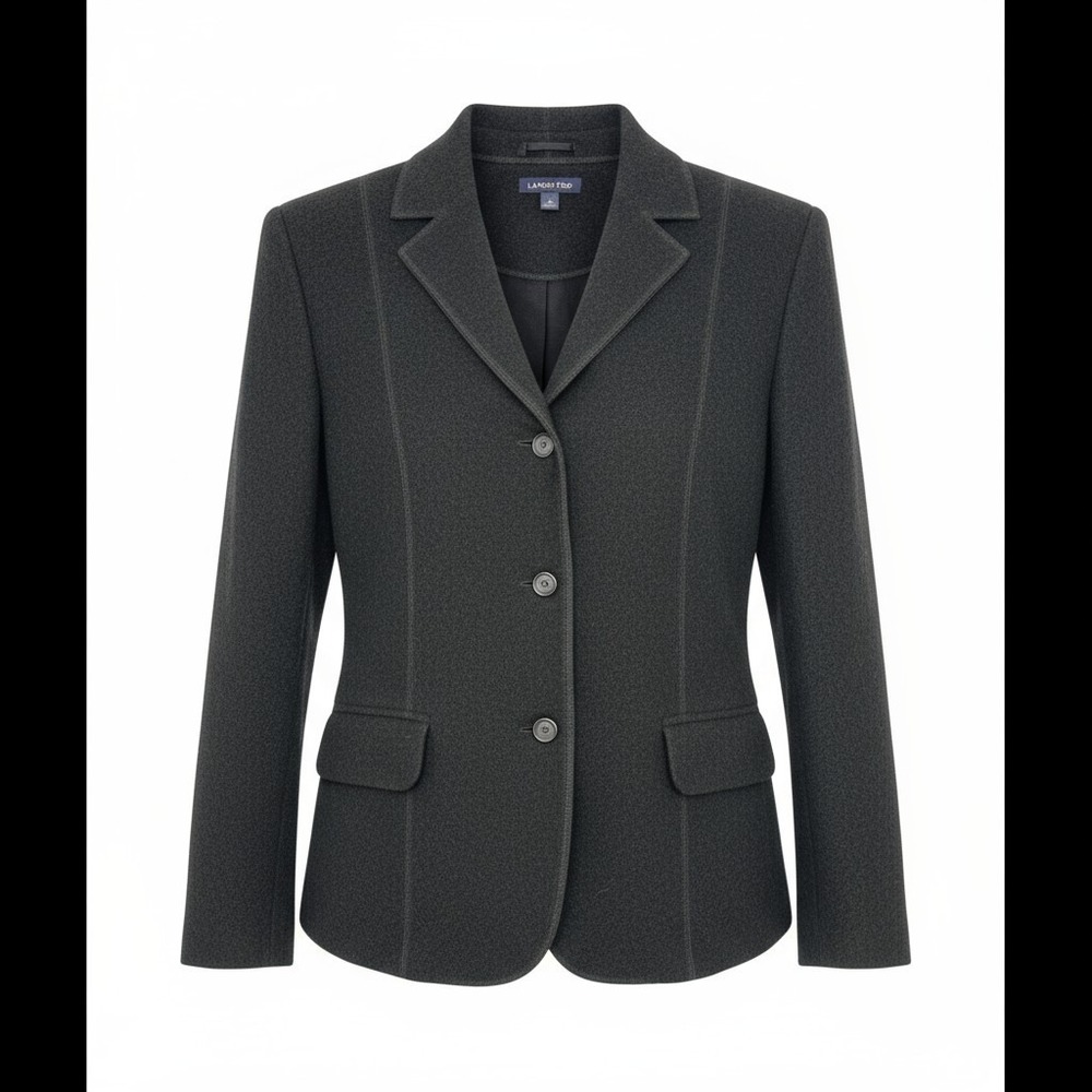 Lands' End Women's Black Wool Three Button‎ Blazer Size 14 Career